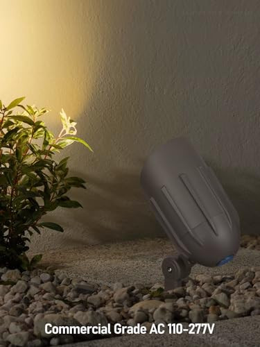 LEONLITE 3CCT Bullet Flood Light with Knuckle Mount, 30W/20W/12W Selectable, 110-277V Commercial LED Landscape Spotlights, IP65 Waterproof Aluminum, 3000K/4000K/5000K, for Flag Poles Yard Tree