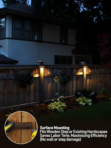 LEONLITE 5CCT 8 Inch LED Low Voltage Step Lights, Large Horizontal Rectangular Deck Sconce, 12-24V AC/DC Landscape Stair Riser Light, Aluminum, Oil Rubbed Bronze, 1800K/2700K/3000K/4000K/5000K, 6 Pack