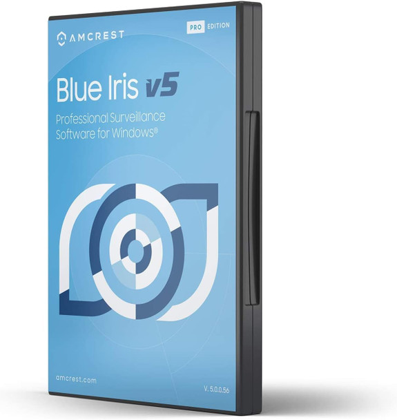 Amcrest Blue Iris Professional Version 5 - Supports Many IP Camera Brands Including Amcrest, Zone Motion Detection, H.265 Compression Recording, E-Mail and SMS Text Messaging Alerts!(BLUEIRISCD-V5)