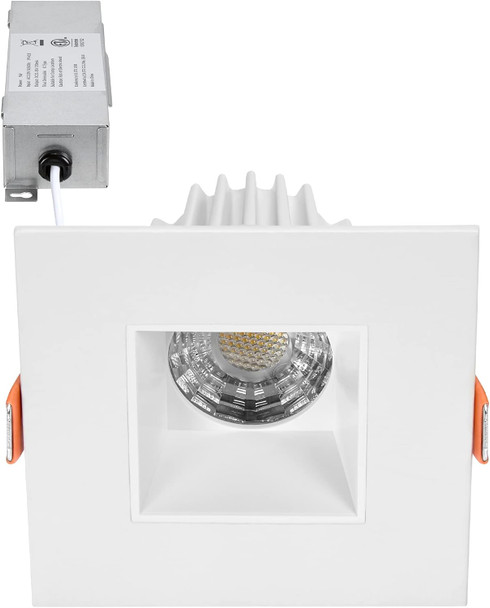 Maxxima 2 in. Ultra-Thin Recessed Anti-Glare LED Downlight - Canless IC Rated, 450 Lumens, 5 Color Temperature Selectable 2700K/3000K/3500K/4000K/5000K, Dimmable Square Black Trim, 90 CRI