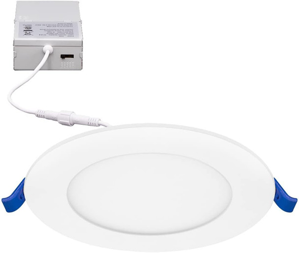 Maxxima 4 in. 5 CCT Ultra Thin Recessed LED Downlight - 5 Color Temperature Selectable 2700K/3000K/3500K/4000K/5000K, 750 Lumens, Slim Canless, IC Rated, Dimmable Ceiling Light, J-Box Included