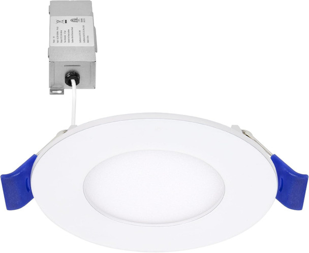 Maxxima 3 in. 5 CCT Ultra Thin Recessed LED Downlight, 500 Lumens, Slim Canless Light, IC Rated, 5 Color Temperature Selectable 2700K/3000K/3500K/4000K/5000K, Dimmable, White Trim, J-Box Included