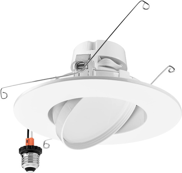 Maxxima 5" and 6" Rotatable LED Retrofit Downlight Gimbal - 1200 Lumens, 11 Watts, Dimmable, 5 CCT 2700K/3000K/3500K/4000K/5000K, Recessed Ceiling Light Fixture, Ideal for Kitchens and Dining Rooms
