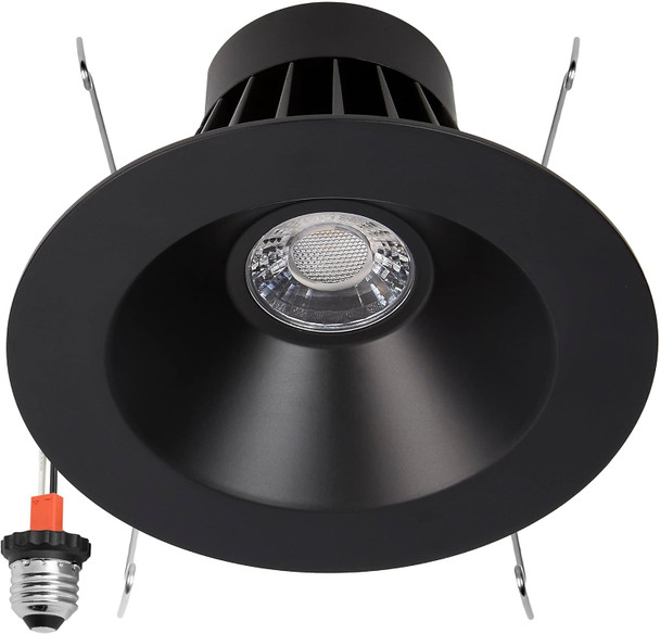 Maxxima 5 in. & 6 in. Retrofit Recessed Anti-Glare LED Downlight, 1300 Lumens, 5 Color Temperature Selectable 2700K/3000K/3500K/4000K/5000K, Dimmable, E-26 Quick Connect Adapter, 90 CRI, White Trim