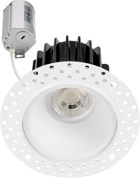 Maxxima 4 in. Trimless Ultra-Thin Recessed Anti-Glare LED Downlight Canless IC Rated 1000 Lumens 5 Color Temperature Selectable 2700K/3000K/3500K/4000K/5000K Dimmable 90 CRI 5 CCT Slim J-Box Included