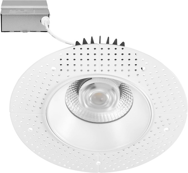 Maxxima 4 in. Trimless Ultra-Thin Recessed Anti-Glare LED Downlight Canless IC Rated 1000 Lumens 5 Color Temperature Selectable 2700K/3000K/3500K/4000K/5000K Dimmable 90 CRI 5 CCT Slim J-Box Included