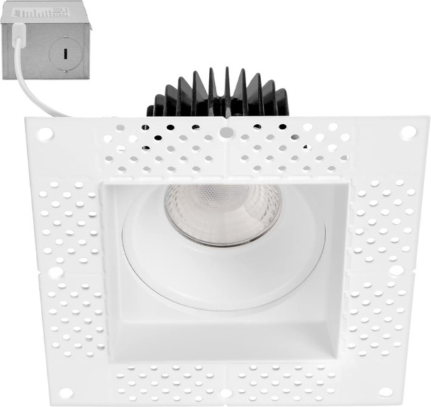 Maxxima 4 Trimless Ultra-Thin Recessed Anti-Glare LED Downlight Canless IC Rated 1000 Lumens 5 Color Temperature Selectable 2700K/3000K/3500K/4000K/5000K Dimmable 90 CRI 5 CCT Square Slim J-Box Incl.