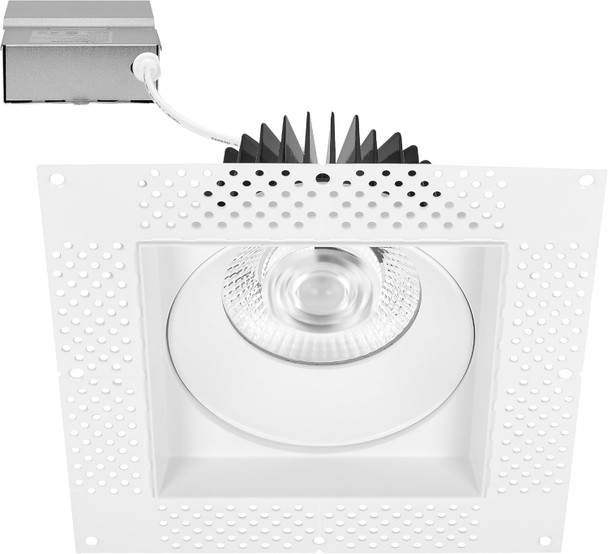 Maxxima 4 Trimless Ultra-Thin Recessed Anti-Glare LED Downlight Canless IC Rated 1000 Lumens 5 Color Temperature Selectable 2700K/3000K/3500K/4000K/5000K Dimmable 90 CRI 5 CCT Square Slim J-Box Incl.