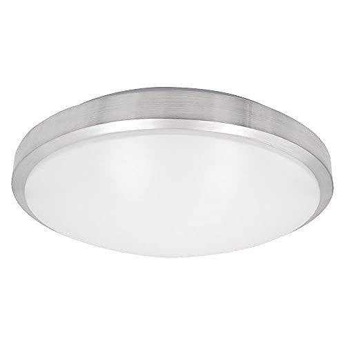 Maxxima 14 in. LED Round Flush Mount Ceiling Light Fixture,1600 Lumens, 3000K Warm White, Dimmable Indoor Fixture with Brushed Aluminum Trim, Perfect for Entryway, Dining Room, and Kitchen Use