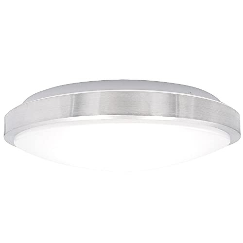 Maxxima 14 in. LED Round Flush Mount Ceiling Light Fixture,1600 Lumens, 3000K Warm White, Dimmable Indoor Fixture with Brushed Aluminum Trim, Perfect for Entryway, Dining Room, and Kitchen Use