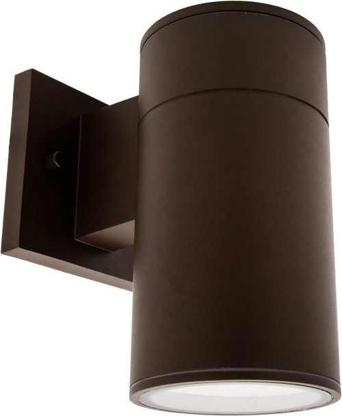 Maxxima Cylinder LED Outdoor Wall Light, Modern Wall Wash, 12 Watt, 1050 Lumens, 5 CCT 2700K/3000K/3500K/4000K/5000K, Dusk to Dawn Photocell Sensor, Exterior Garage, Patio, or Porch Lighting, Black