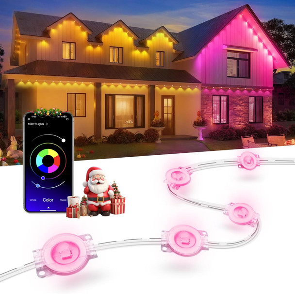 Nexillumi Permanent Outdoor Lights for House 200ft Smart RGB LED Lights Outside with 16 Million DIY Colors IP67 Waterproof Eternity Eaves Lighting for Christmas Halloween Holiday Daily Decorations
