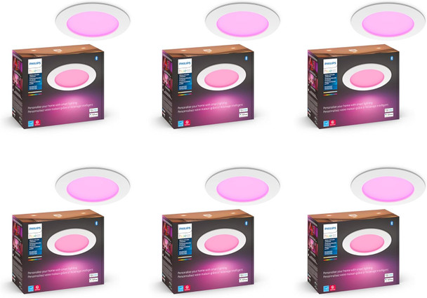 Philips Hue Smart Slim 6 Inch LED Downlight - White and Color Ambiance Color-Changing Light - 1 Pack - 1200LM - Indoor - Control with Hue App - Works with Alexa Google Assistant and Apple Homekit