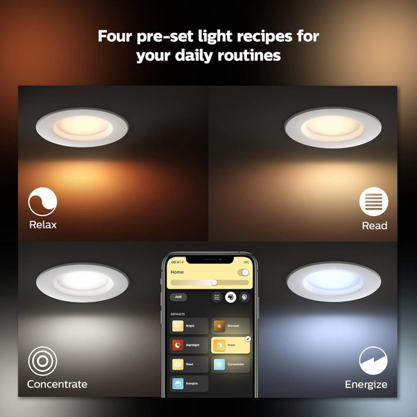 Philips Hue Smart Recessed 5/6 Inch LED Downlight Old Version - White Ambiance Warm-to-Cool White Light - 1 Pack - 700LM - Control with App - Works with Alexa Google Assistant and Apple Homekit