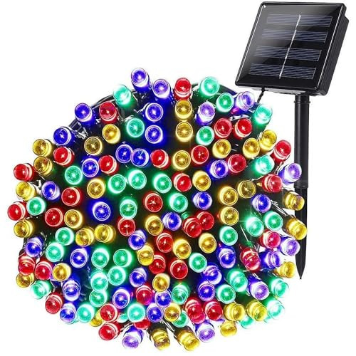 Rirool Christmas Lights Solar String Lights 72ft 200 LED Fairy Lights 8 Modes Ambiance Lighting for Outdoor Patio Lawn Landscape Garden Home Wedding (Multi-Color)