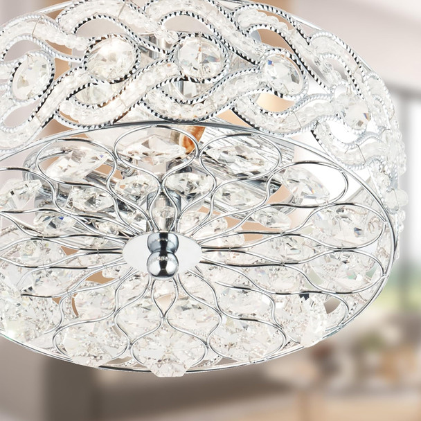 RIVER OF GOODS Glam Ceiling Light Fixture - Semi-Flush Mount, Braided Nickel, Crystal Accents - Light for Living Room, Hallway, Entryway -Transitional Style - 11.5" x 11.5" x 6"