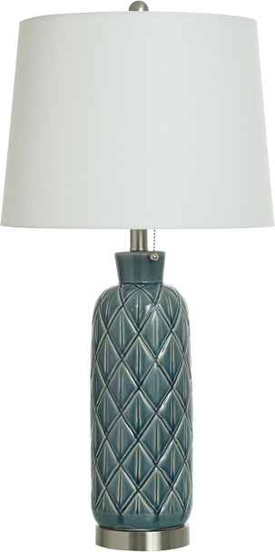 Stylecraft Home Collection Style Craft Caleb - Ceramic Table Lamp - Blue Ivory - Off-White Shade