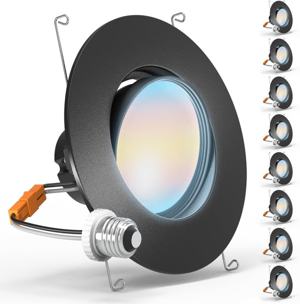 Sunco Lighting Sunco 5/6 Inch LED Can Lights Retrofit Recessed Lighting, Gimbal Downlight Adjustable, 800 LM, 12W=60W, Selectable CCT 2700K/3000K/3500K/4000K/5000K, Dimmable, Damp Rated UL.