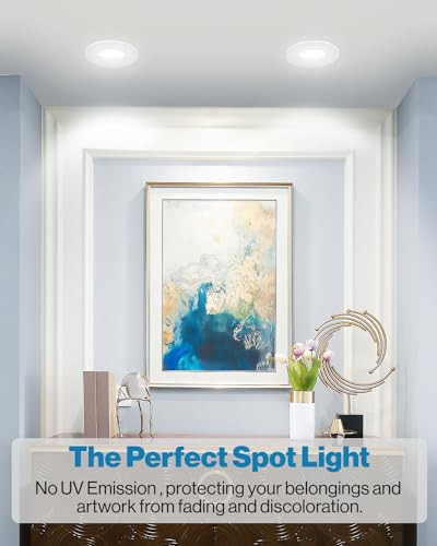 Sunco Lighting Sunco 4 Pack LED Can Lights Eyeball Retrofit Gimbal 5/6 Inch Recessed Lights Dimmable, 12W=60W, 5000K Daylight, 800 LM, Directional Angled Trim Adjustable Ceiling Downlight, UL