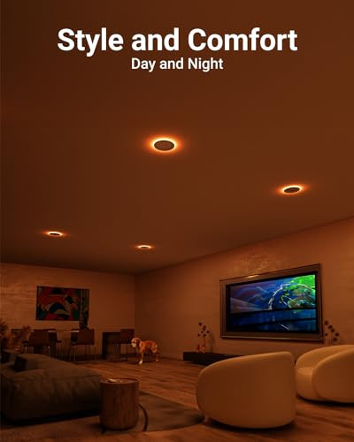 Sunco Lighting Sunco 6 Pack 6 Inch LED Recessed Light with Night Light, Flush Mount Ceiling Light, Baffle Trim Slim Can Lights, 1500 LM, Selectable CCT 2700K/3000K/4000K/5000K/6000K, Dimmable, 14W=100W ETL.