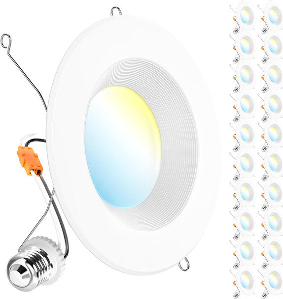Sunco Lighting Sunco 20 Pack 4 Inch LED Recessed Lights, Retrofit Can Lighting, 660 LM, 11W (40W Equivalent), Selectable CCT 2700K/3000K/3500K/4000K/5000K, Dimmable, Baffle Trim, Replacement Conversion Kit UL.