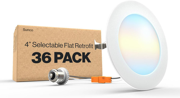 Sunco Lighting Sunco Retrofit LED Recessed Lighting 6 Inch, Can Lights for Ceiling, 1200 LM, 15W, Selectable CCT 2700K/3000K/4000K/5000K/6000K, Dimmable, Ultra Thin Flat Light Fixture UL 4 Pack.