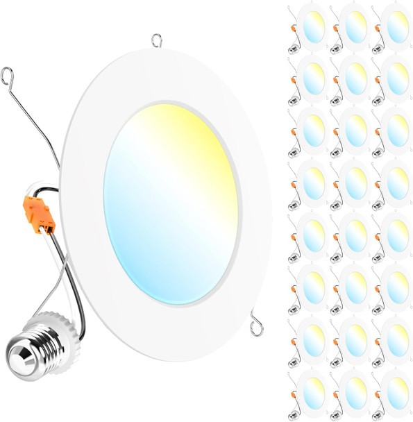 Sunco Lighting Sunco 24 Pack Retrofit LED Recessed Lighting 6 Inch, Can Lights for Ceiling, 1200 LM, 15W, Selectable CCT 2700K/3000K/4000K/5000K/6000K, Dimmable, Ultra Thin Flat Light Fixture UL