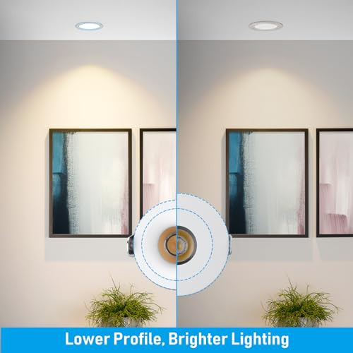 TORCHSTAR 5CCT 2 Inch Recessed LED Lights with Junction Box, Narrow Frame Smooth Trim, Aluminum, 5W 400LM CRI90 Dimmable Anti-Glare Downlight, IC Rated, ETL, 2700-5000K Selectable, Pack of 6