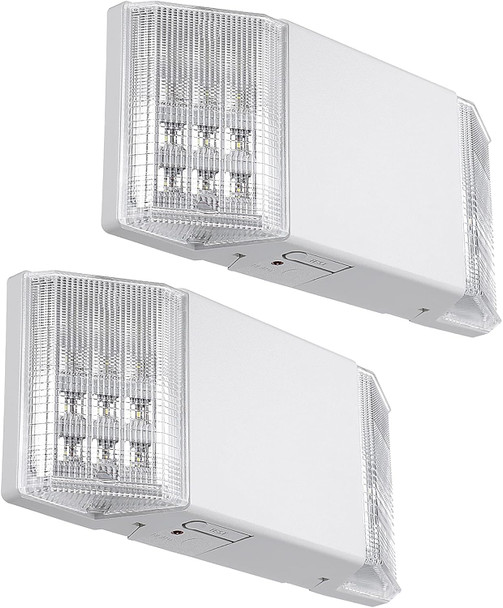 TORCHSTAR LED Emergency Lighting, Commercial Emergency Lights with Battery Backup, UL Listed, Two Square Heads, AC 120/277V, Hardwired Emergency Exit Light Fixtures for Business, Pack of 4