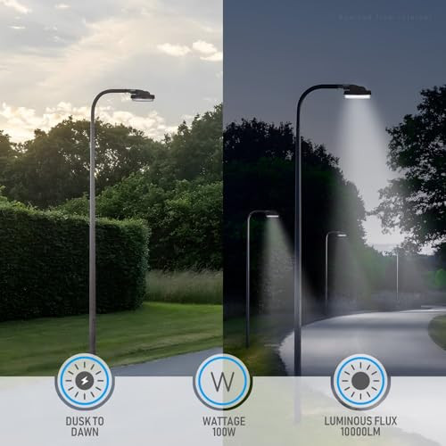 TORCHSTAR 11.81Inch 100W LED Barn Light 120-277V Dusk to Dawn Area Lights with Photocell Outdoor Security Flood Lighting ETL Listed IP65 Waterproof Aluminum Garage Yard 5000K Daylight Bronze