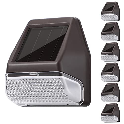 TORCHSTAR Solar Deck Lights, Dusk-to-Dawn Solar Powered LED Fence Lights, 4000K Cool White, Waterproof Outdoor Step Light, Yard Stair Patio Decoration, Oil Rubbed Bronze, Pack of 6