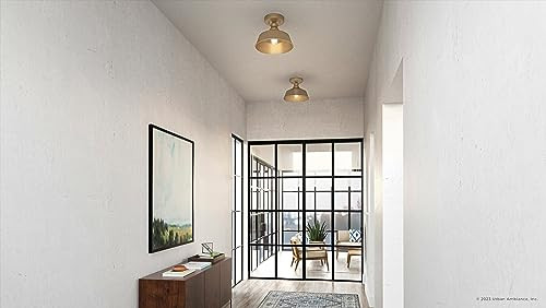 Urban Ambiance Luxury Modern Farmhouse Ceiling Light, Small Size: 7''H x 10''W, with Farmhouse Style Elements, Brushed Brass Finish, ULB2202 from The Athlone Collection