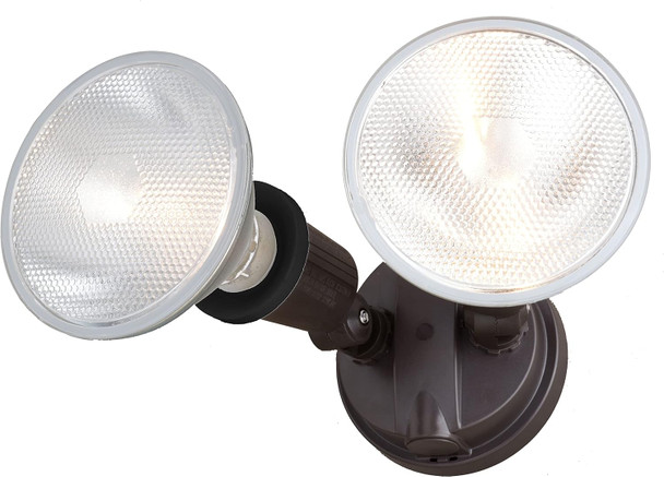 VAXCEL Adjustable 6.75 inch Light Black Outdoor Security Flood Light, 2-Light, Dual-Level Brightness, Rotating Heads, Weather Resistant, LED Bulb Compatible