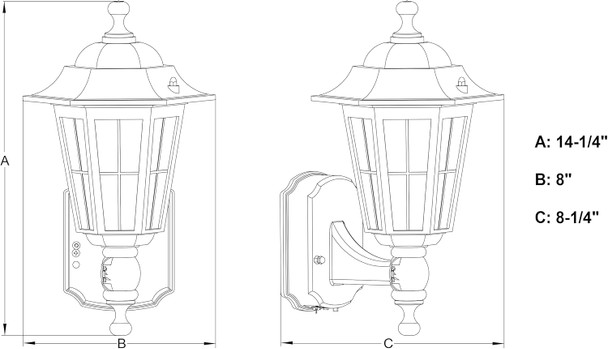 VAXCEL York Textured Pewter Motion Sensor Dusk to Dawn Traditional Outdoor Wall Light with Clear Glass