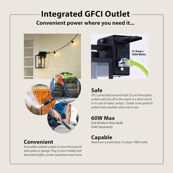 VAXCEL Lombard 12.25 in. H 1-Light Textured Black Dusk to Dawn Sensor Outdoor Wall Sconce Durable Metal Clear Glass Shade LED Compatible for Exterior Porch Patio Front Door or Garage