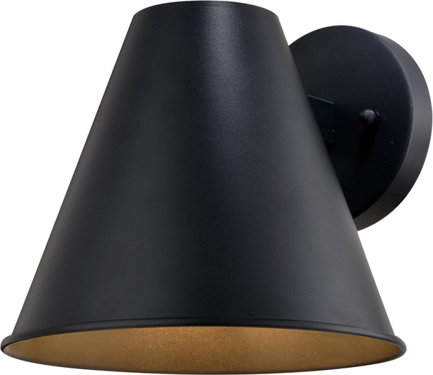 VAXCEL Smith 6.25 in. H 1-Light Gold Contemporary Outdoor Wall Sconce Durable Steel Metal Cone Shade LED Compatible Dark Sky Compliant Use for Exterior Porch Patio Front Door or Garage