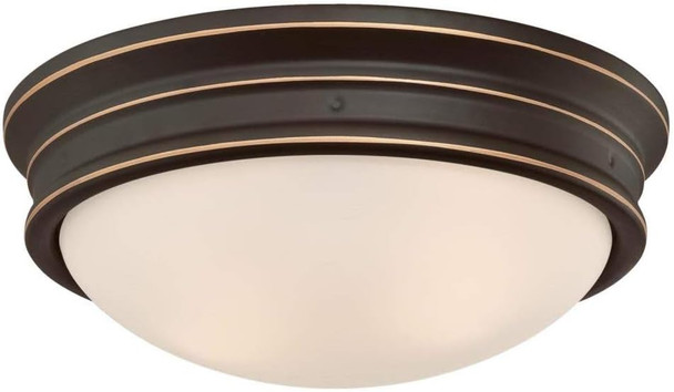 Westinghouse Lighting 6324100 Meadowbrook Two-Light Indoor Flush-Mount Ceiling Fixture Matte Black Finish with Frosted Glass