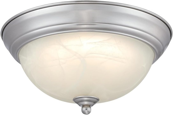 Westinghouse Lighting 6137100 Dubrow Traditional One-Light, 11 Inch 14 Watt LED Indoor Flush Mount Fixture with Color Temperature Selection, Brushed Nickel Finish, White Alabaster Glass Shade