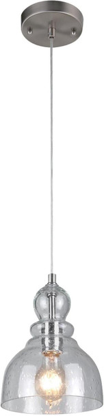 Westinghouse Lighting 6135700 One-Light Indoor Mini Pendant Light Ceiling Light Fixture Brushed Nickel Finish with Clear Seeded Glass