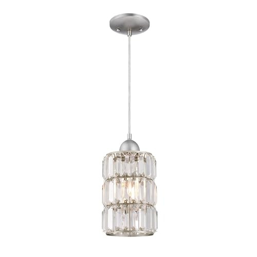 Westinghouse Lighting 6134700 Sophie Traditional One Light Indoor Mini Pendant Brushed Nickel Finish Crystal Prism Glass