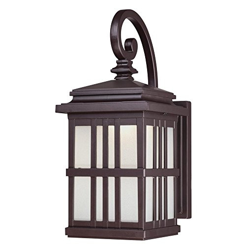 Westinghouse 6400200 Traditional One-Light LED Outdoor Wall Light Sconce Oil Rubbed Bronze Finish Frosted Glass