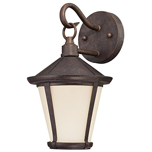 Westinghouse 6204100 Darcy One-Light LED Outdoor Wall Fixture Victorian Bronze Finish with Amber Frosted Glass