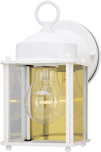 Westinghouse Lighting 6697100 One-Light Exterior Wall Lantern White Finish on Steel with Clear Glass Panels
