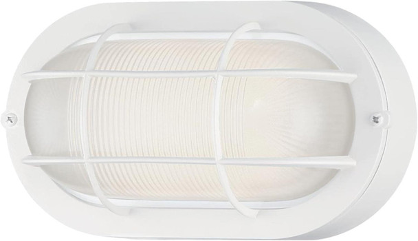 Westinghouse 6113600 Traditional One-Light Dimmable LED Outdoor Wall Light Textured White Finish White Glass