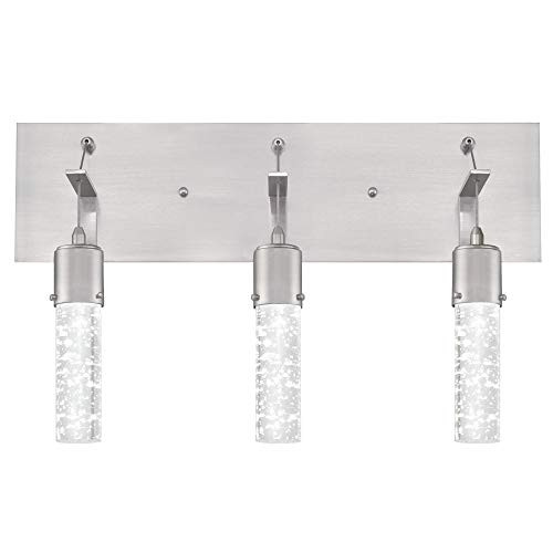 Westinghouse 6372100 Cava Three-Light 22-Watt LED Indoor Bathroom Vanity Light Fixture Brushed Nickel Finish with Bubble Glass