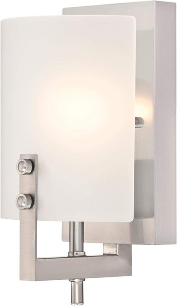 Westinghouse 6369500 Enzo James One Indoor Fixture Finish Wall Sconce 1-Light Brushed Nickel Frosted Glass