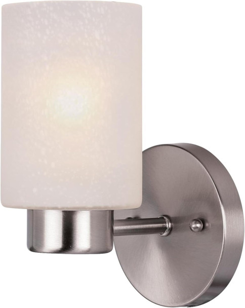 Westinghouse 6227800 Sylvestre One-Light Indoor Wall Fixture Brushed Nickel Finish with Frosted Seeded Glass