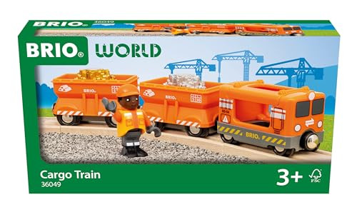 BRIO World “ 36049 Gold Cargo Train  Toy Train Set for Kids Aged 3 Years Up