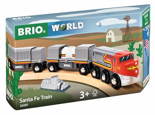 BRIO World “ 36089 Trains of The World Santa Fe Train  Wooden Toy Train for Kids Aged 3 Years Up