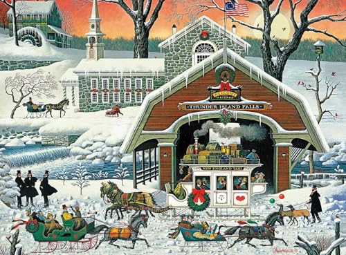 Buffalo Games - 1000 Piece Jigsaw Puzzle - Charles Wysocki TWAS' The Twilight Before Christmas - Challenging Holiday Scene Puzzles for Families and Adults